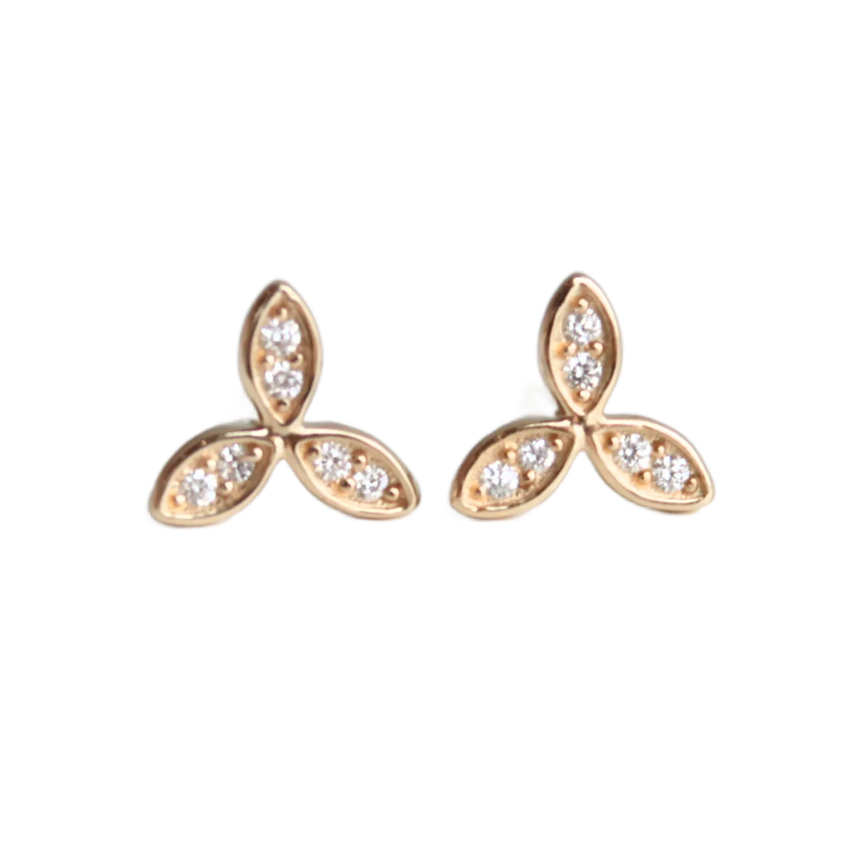 Diamond Trio Flower Stud Earrings