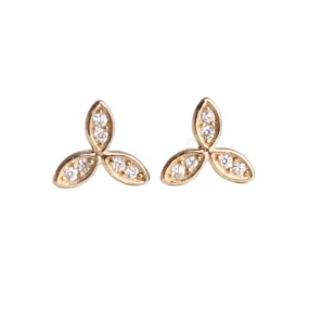 Diamond Trio Flower Stud Earrings