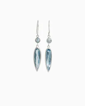 Ellipse Stone Drop Earrings - Larimar/Blue Topaz