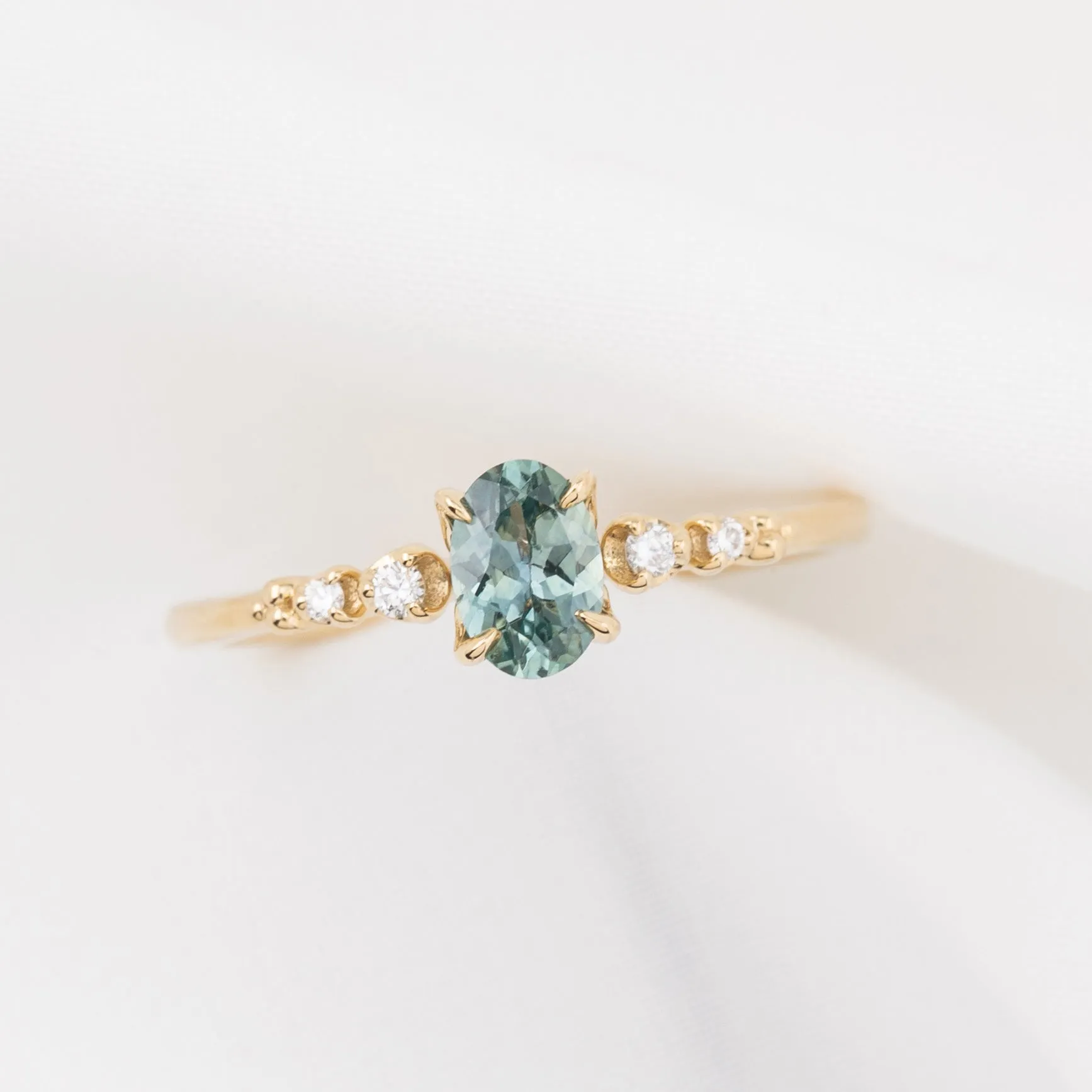 Estel Luxe Ring 0.60ct Blue Green Montana Sapphire, 14k Yellow Gold