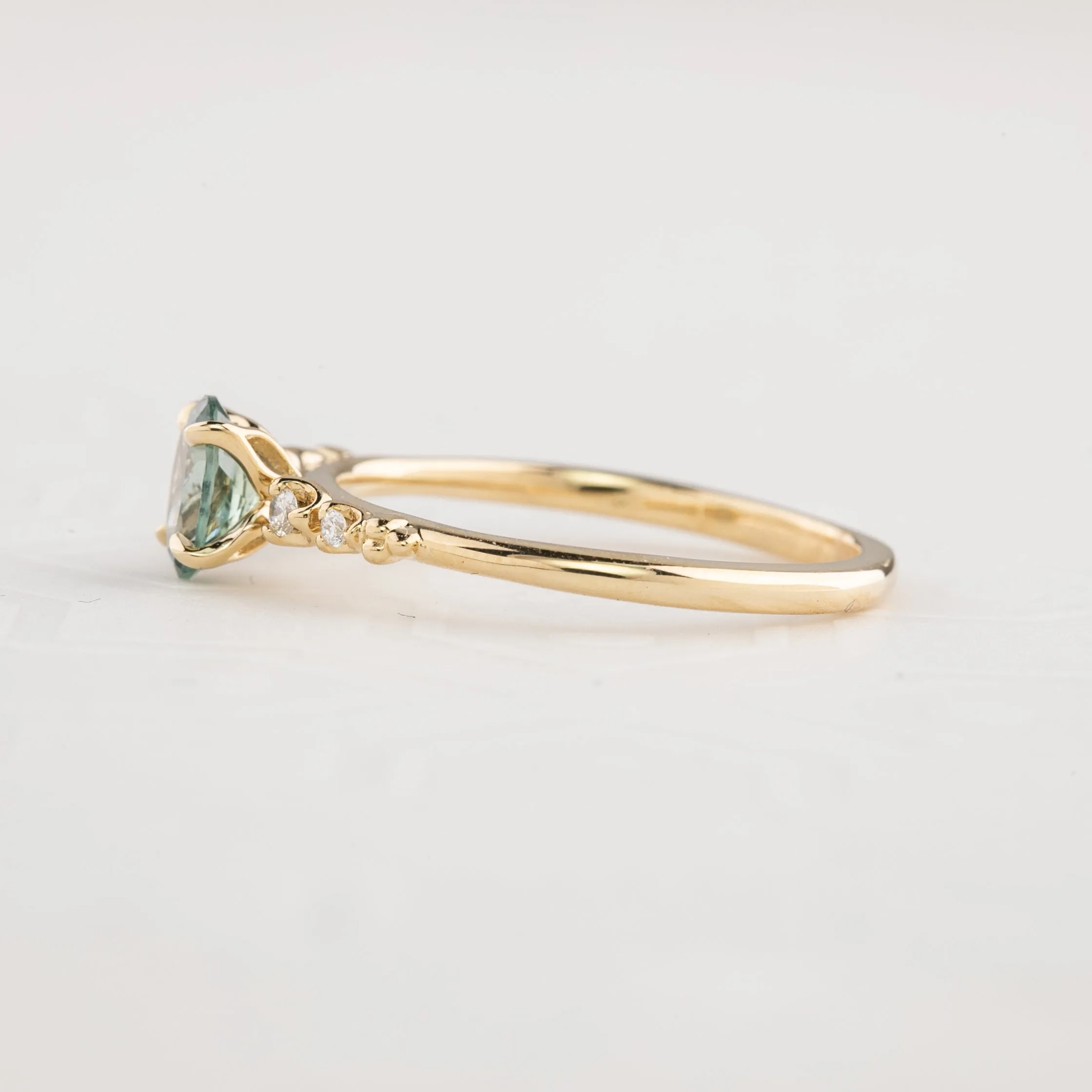 Estel Luxe Ring 0.60ct Blue Green Montana Sapphire, 14k Yellow Gold