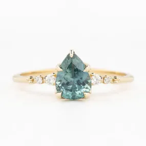 Estel Luxe Ring 1.41ct Blue Green Montana Sapphire, 14K Yellow Gold (One of a kind)