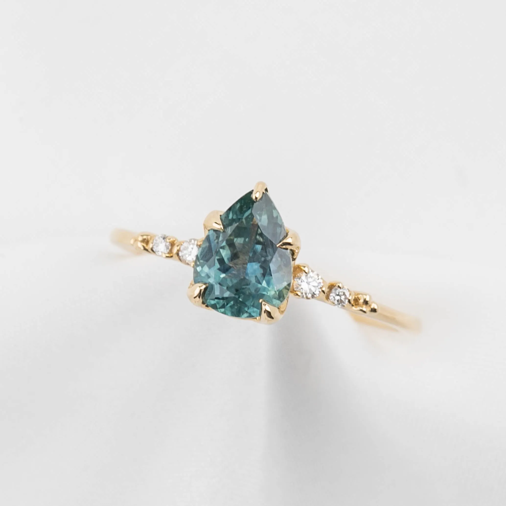 Estel Luxe Ring 1.41ct Blue Green Montana Sapphire, 14K Yellow Gold (One of a kind)