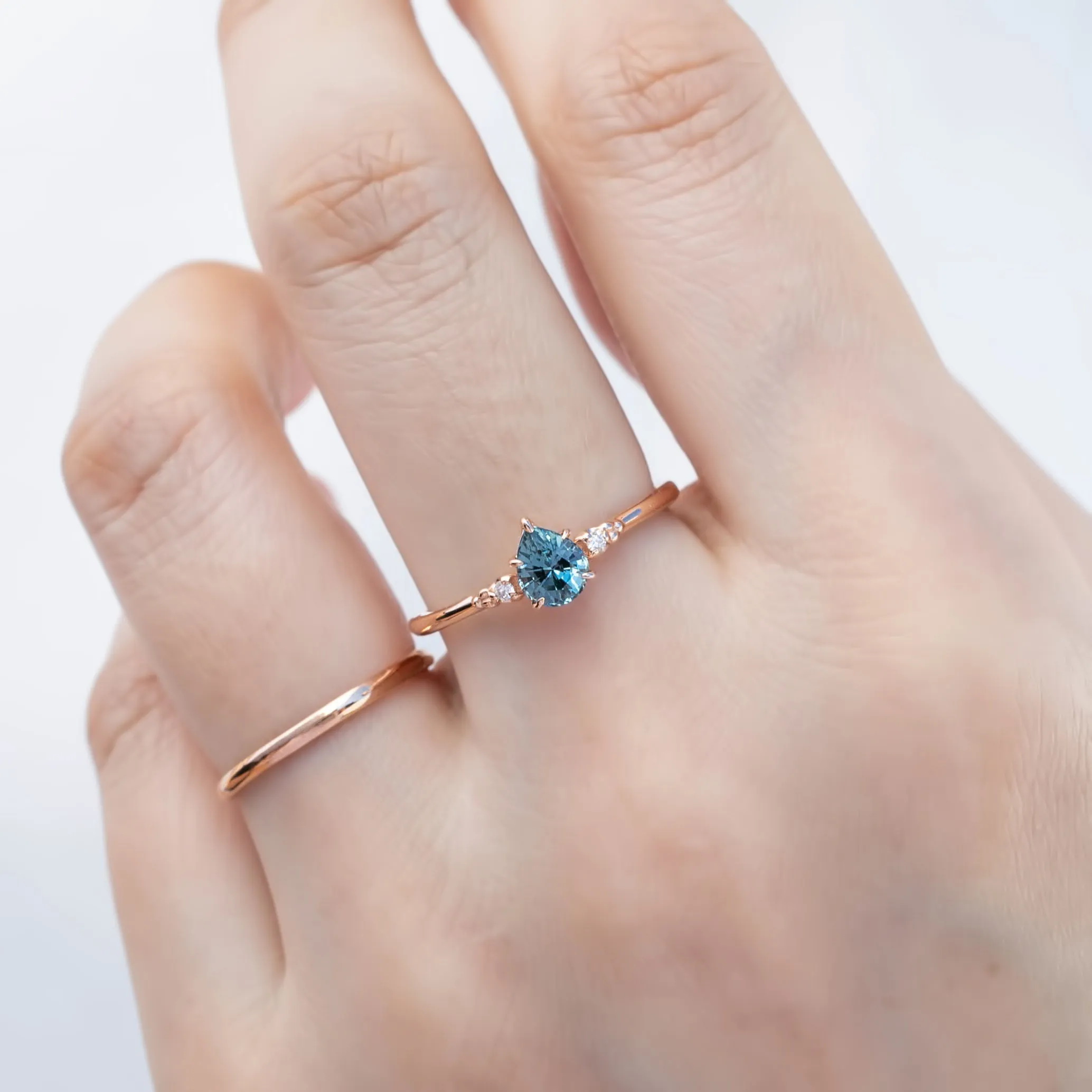 Estel Ring - 0.60ct Blue Montana Sapphire Ring, 14k Rose Gold