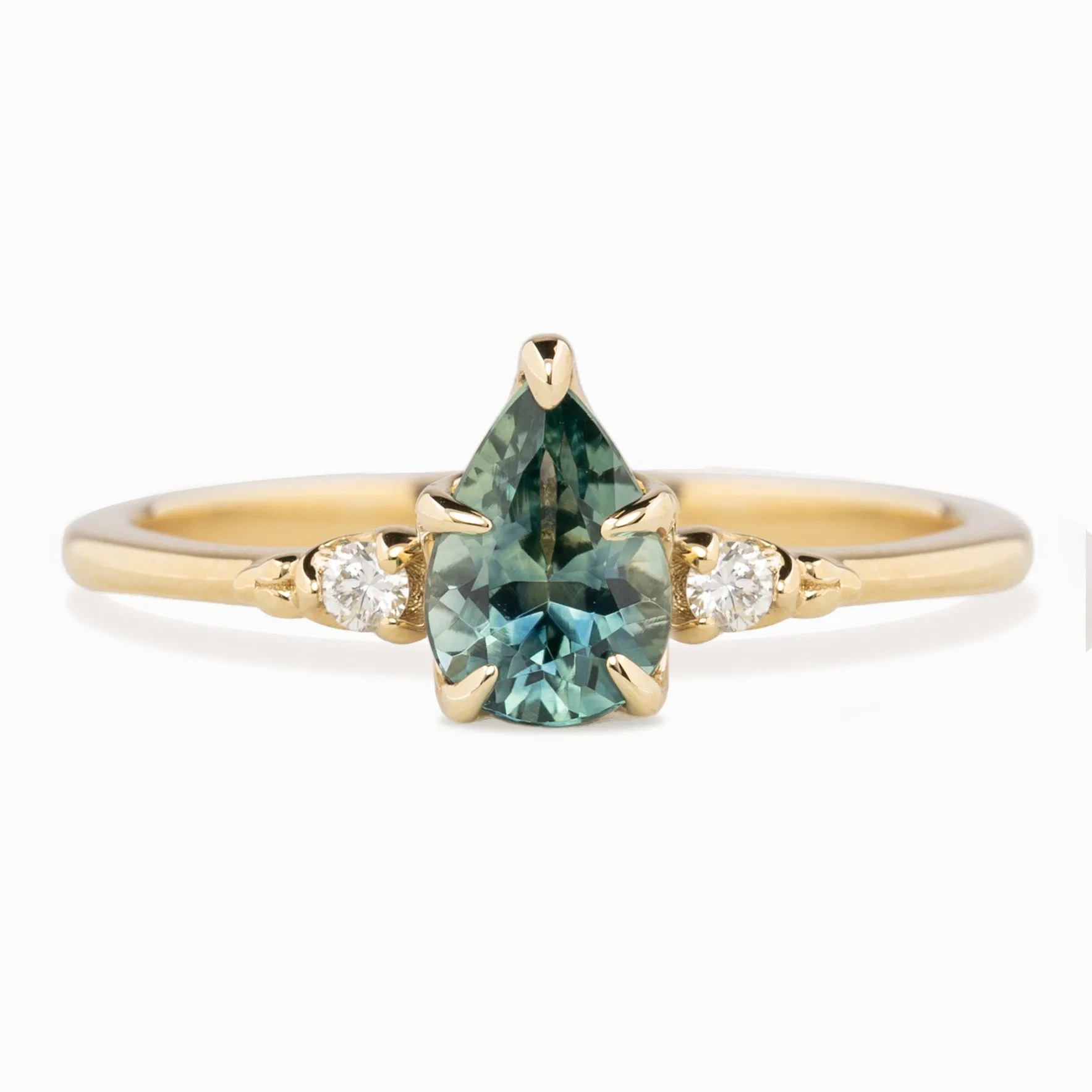 Estel Ring 1.02ct Blue Green Montana Sapphire, 14k Yellow Gold (One of a kind)