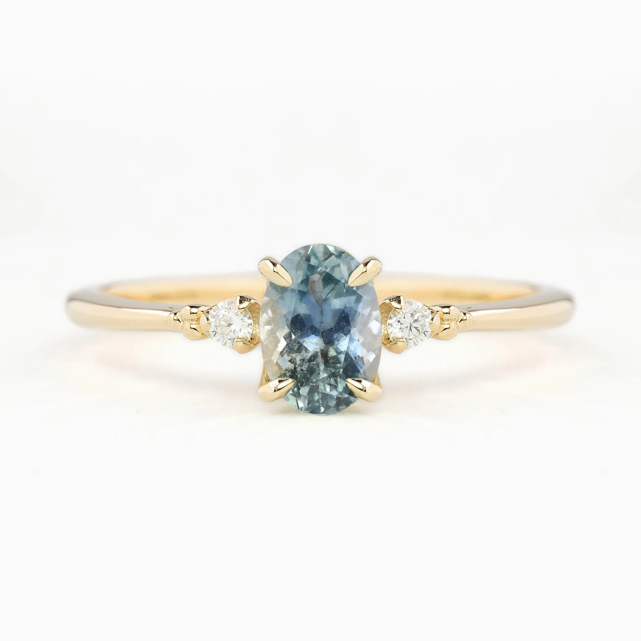 Estel Ring 6.5mm Oval Light Blue Montana Sapphire 14K Yellow Gold