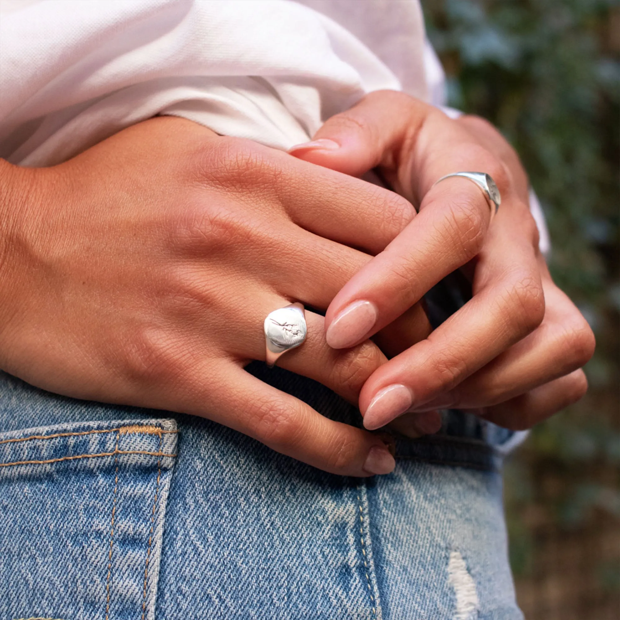 February Birth Flower Signet Ring