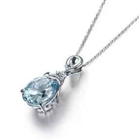 Fine Luxury Blue Topaz Pendant Necklace - 925 Sterling Silver