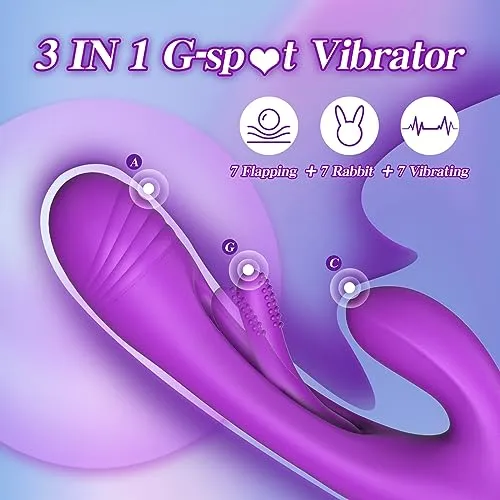 Flapping Vibrator Dildo for Women: G Spot Rabbit Vibrator with 7 Vibration 7 Flapping Modes, Waterproof Clitoralis Vibrator for Clit Nipple Anal Stimulation, Rechargeable Adult Sex Toys for Women