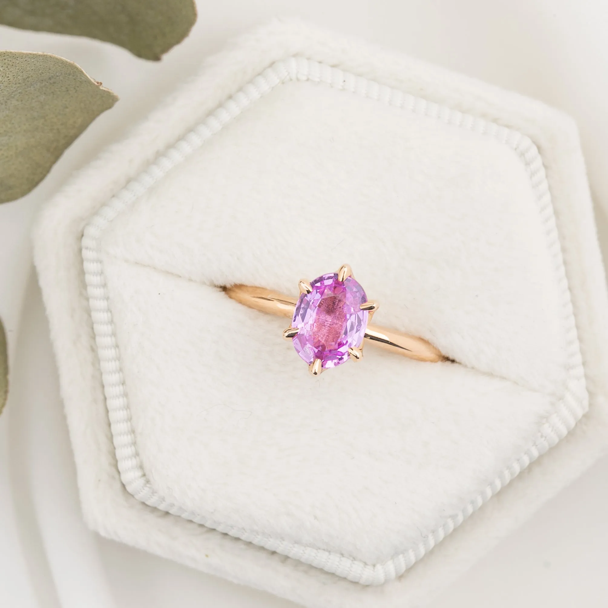 Floryn Ring 1.23ct Oval Pink Sapphire, 14K Rose Gold (One of a kind)