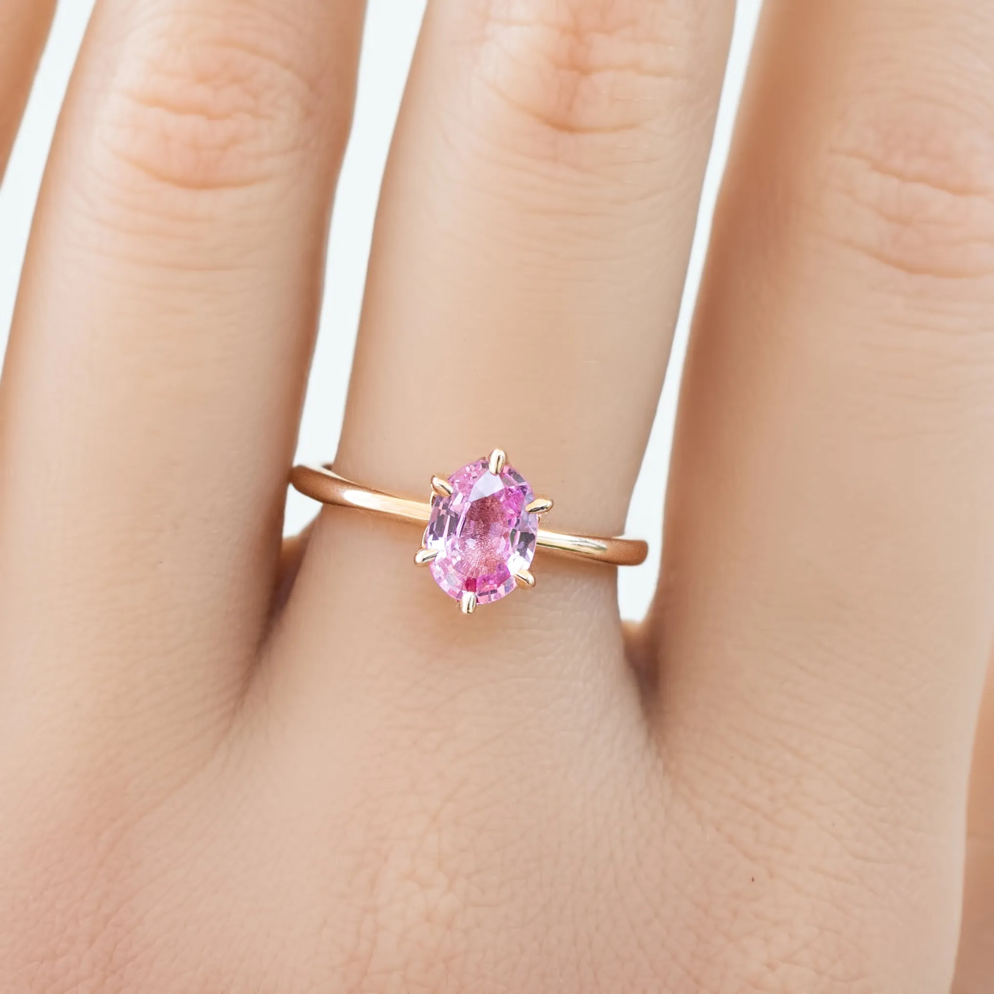 Floryn Ring 1.23ct Oval Pink Sapphire, 14K Rose Gold (One of a kind)