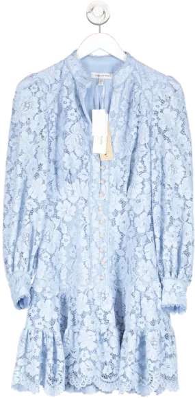 FOREVER NEW Blue Evie Lace Mini Dress UK 8