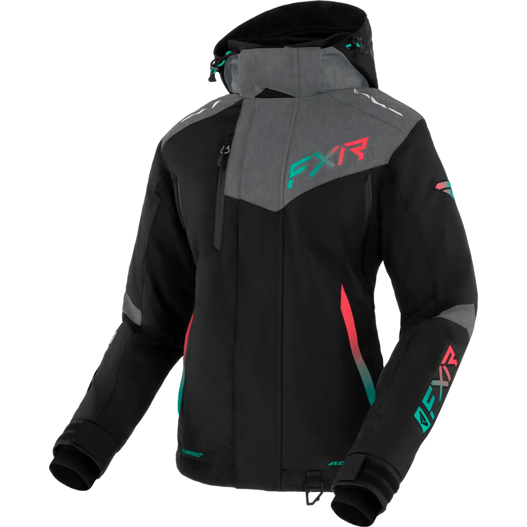 FXR Edge Womens Jacket Black/Heather Grey/Mint/Coral Fade