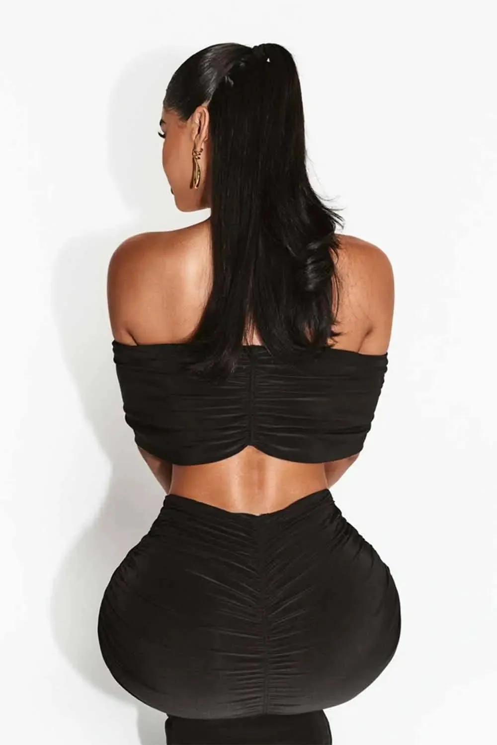 Go Off-Shoulder Ruched Crop Top