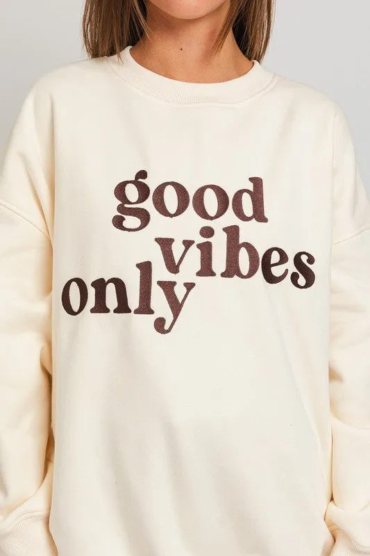 Good Vibes Only Embroidery Oversized Sweatshirt