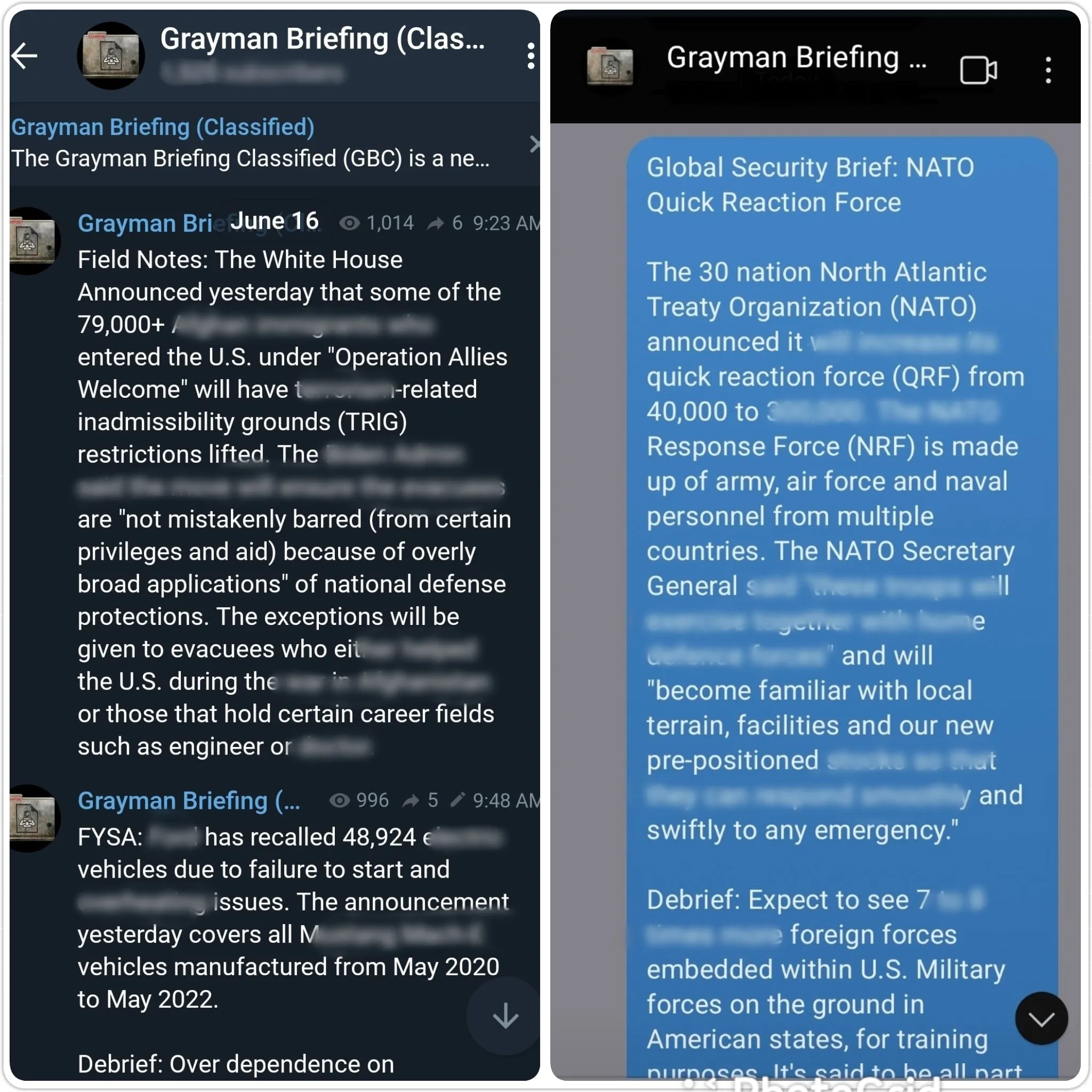 Grayman Briefing Classified Subscription - Intel and Situational Awareness Updates