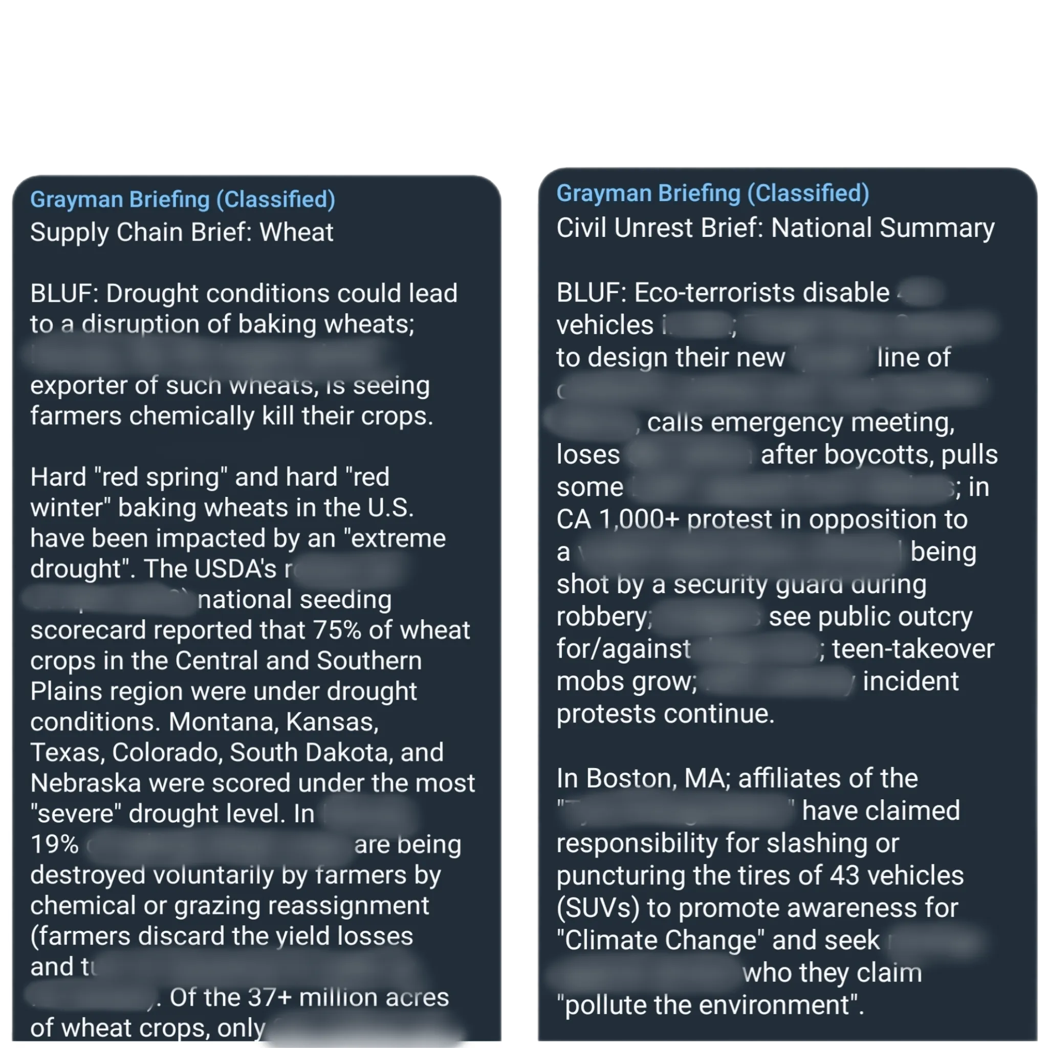 Grayman Briefing Classified Subscription - Intel and Situational Awareness Updates