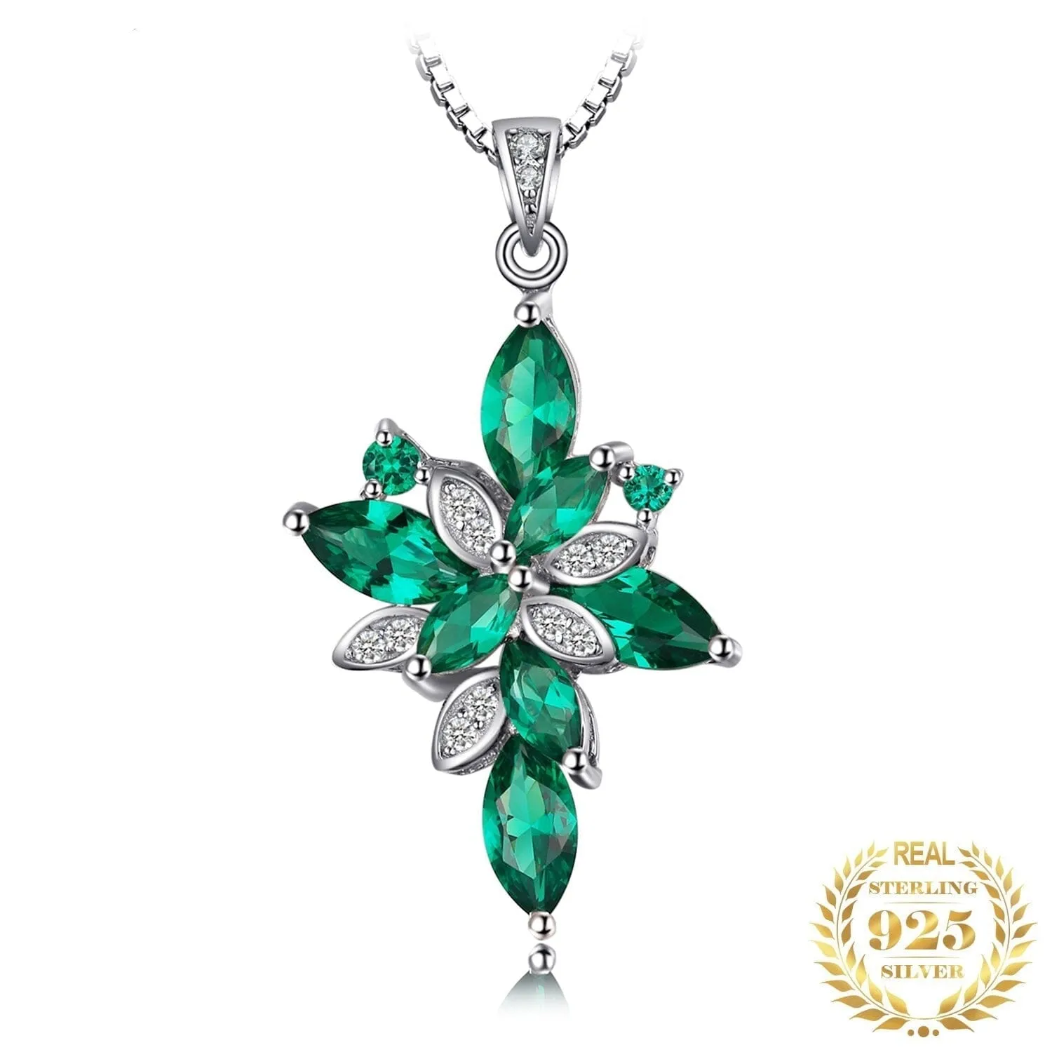 Green Flower Emerald Pendant - 925 Sterling Silver