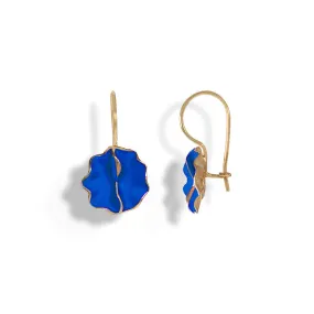 Handmade Gold Plated Silver Royal Blue Flower Earrings