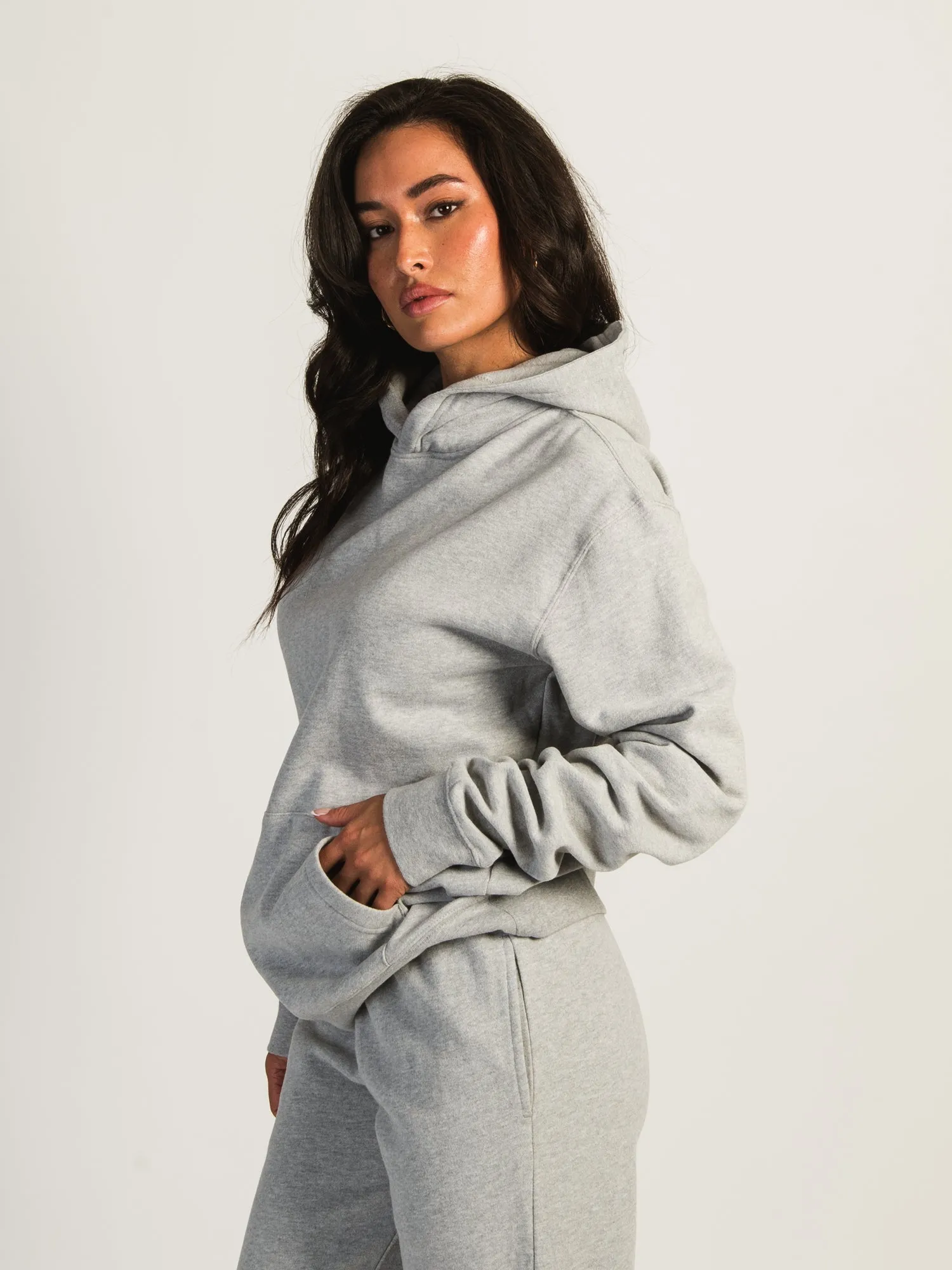 HARLOW HARLEY OVERSIZED MELANGE HOODIE - HEATHER GREY