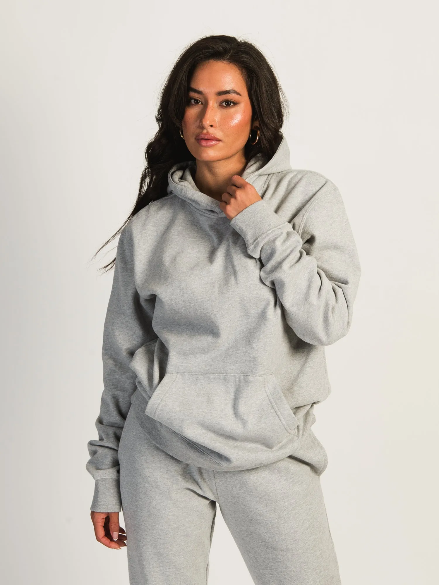 HARLOW HARLEY OVERSIZED MELANGE HOODIE - HEATHER GREY