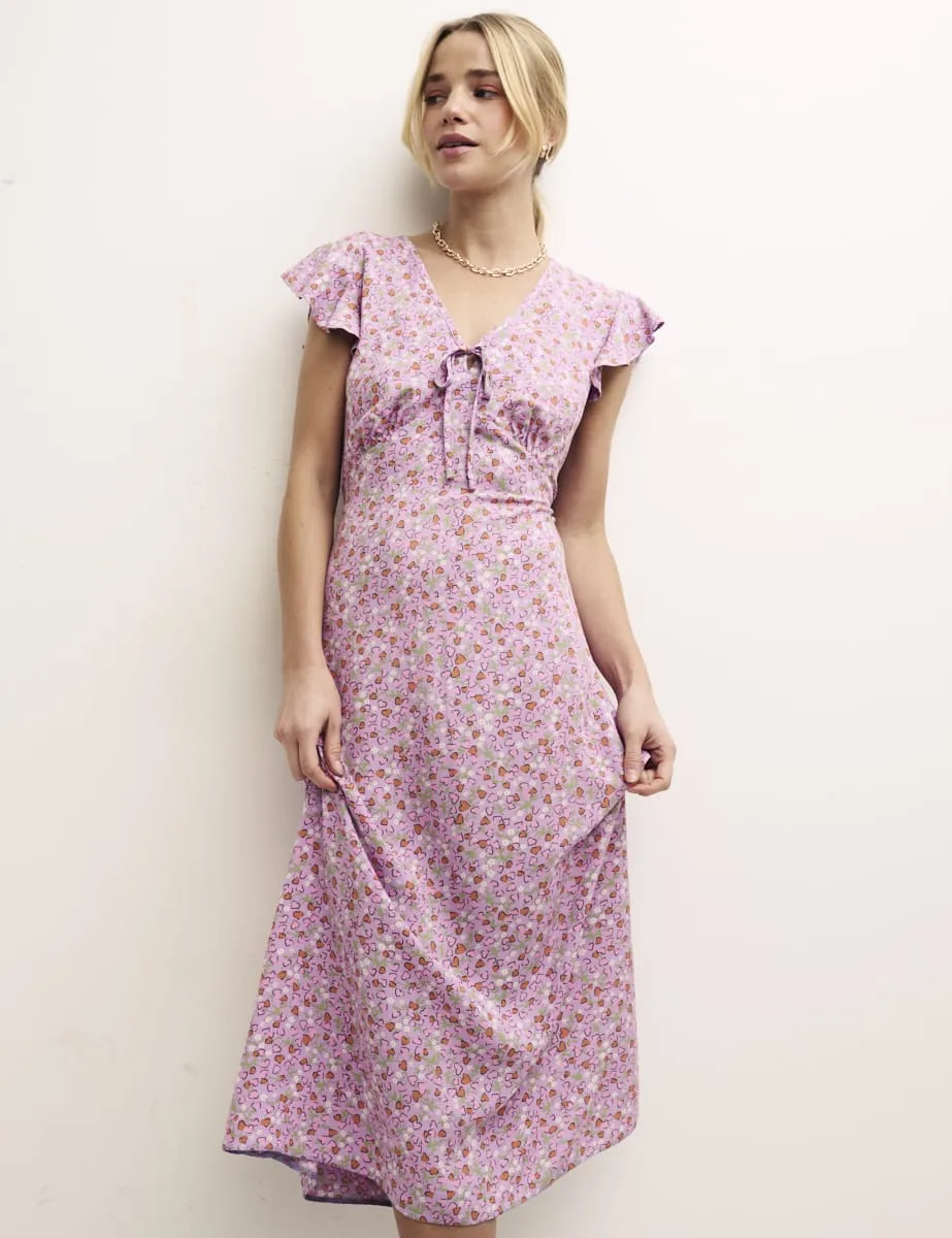 Heart Print Lily Midi Tea Dress