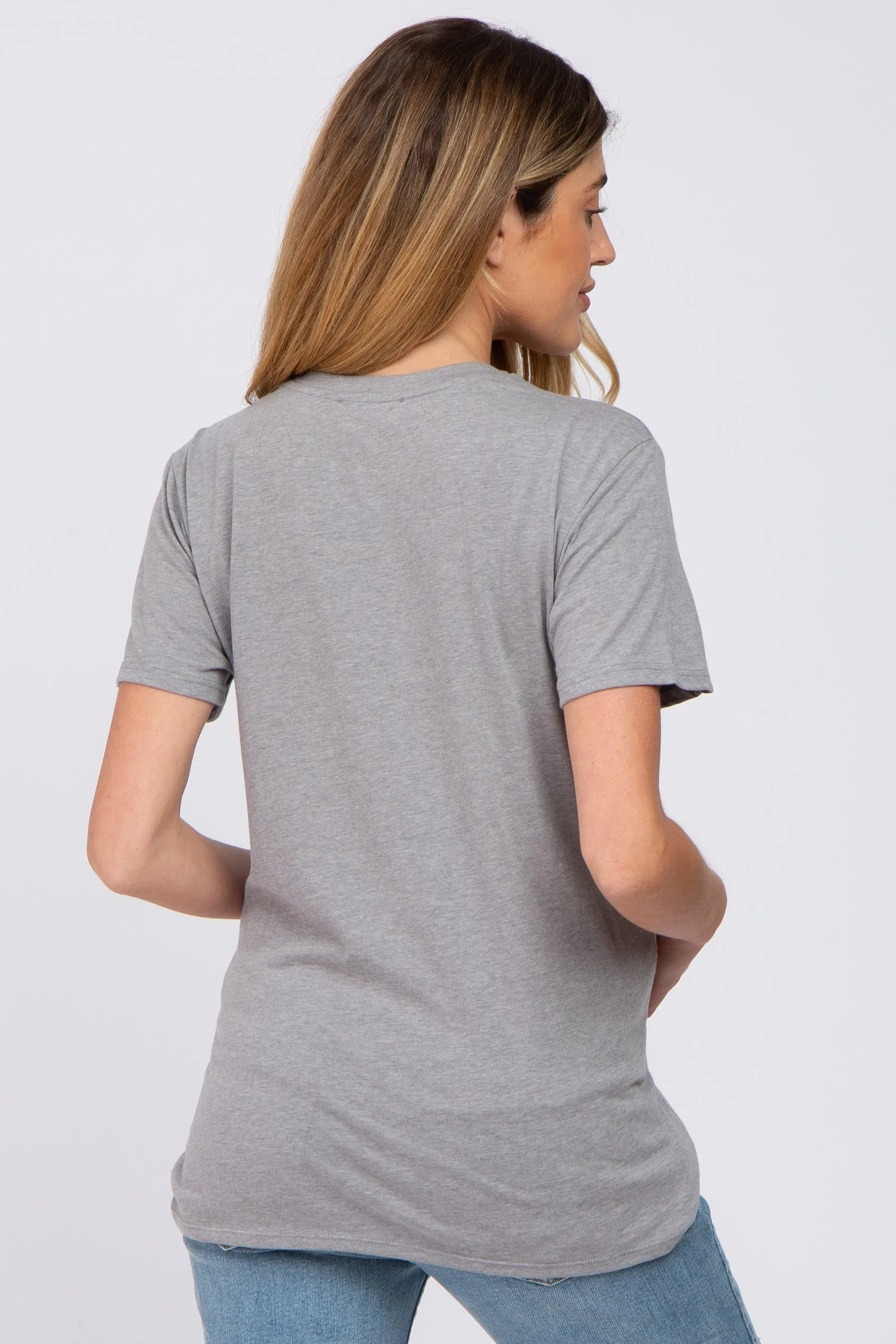 Heather Grey Oversized Short Sleeve Maternity Top