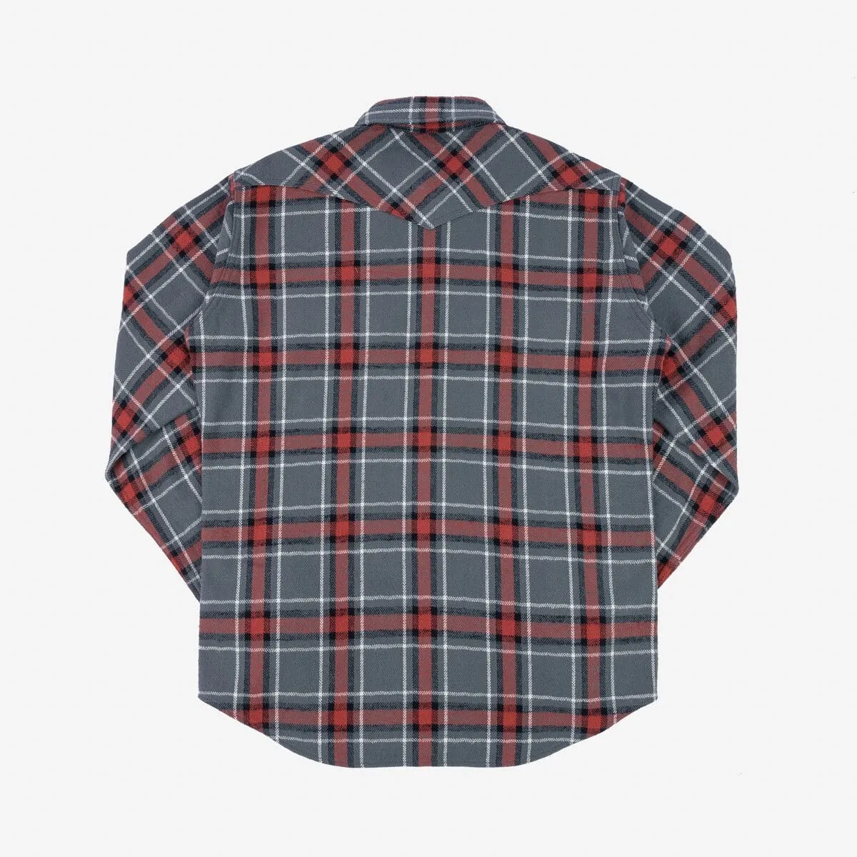 Iron Heart - IHSH-369-GRY - 12oz Slubby Heavy Flannel Herringbone Check Western Shirt - Grey