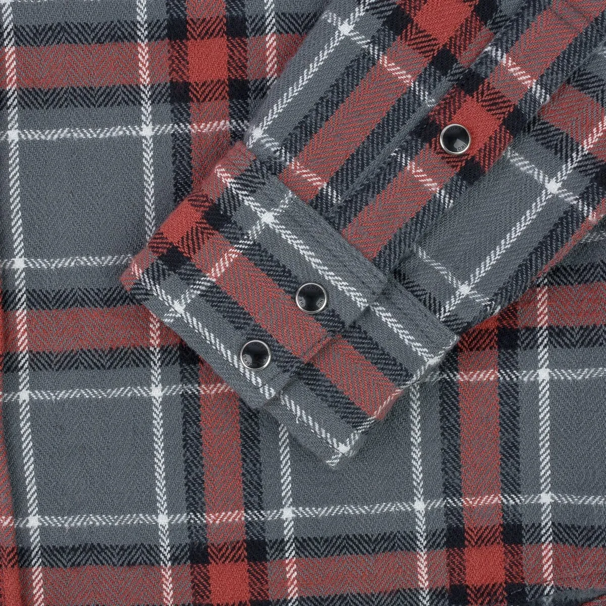 Iron Heart - IHSH-369-GRY - 12oz Slubby Heavy Flannel Herringbone Check Western Shirt - Grey