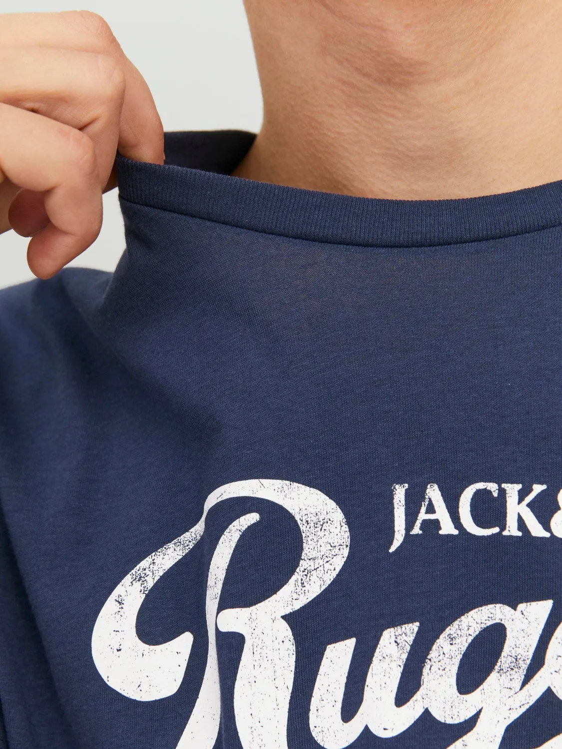 Jack & Jones Mens T-Shirt 'JJEJEANS TEE' Print Crew Neck