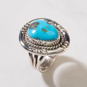 Joe Piaso Jr. Sleeping Beauty Turquoise Navajo USA Native American Made 925 Sterling Silver Ring