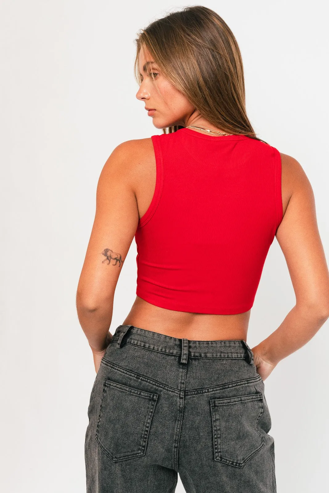 Kallie Round Neck Sleeveless Crop Top