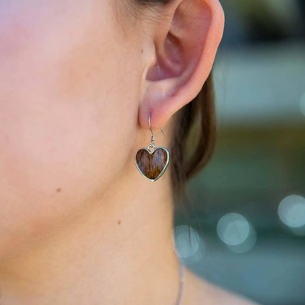 Koa Wood Heart Earrings