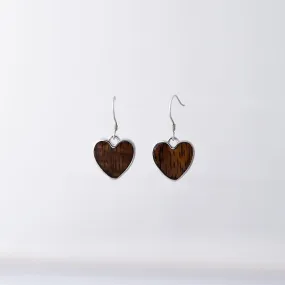 Koa Wood Heart Earrings