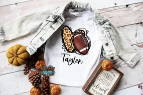 Leopard heart and football t-shirt