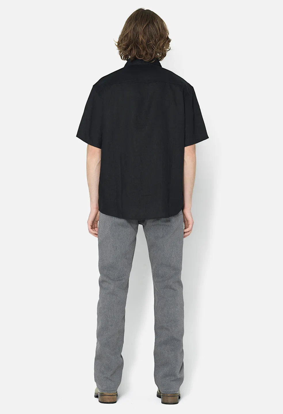 Linen SS Cloak Button Up / Black