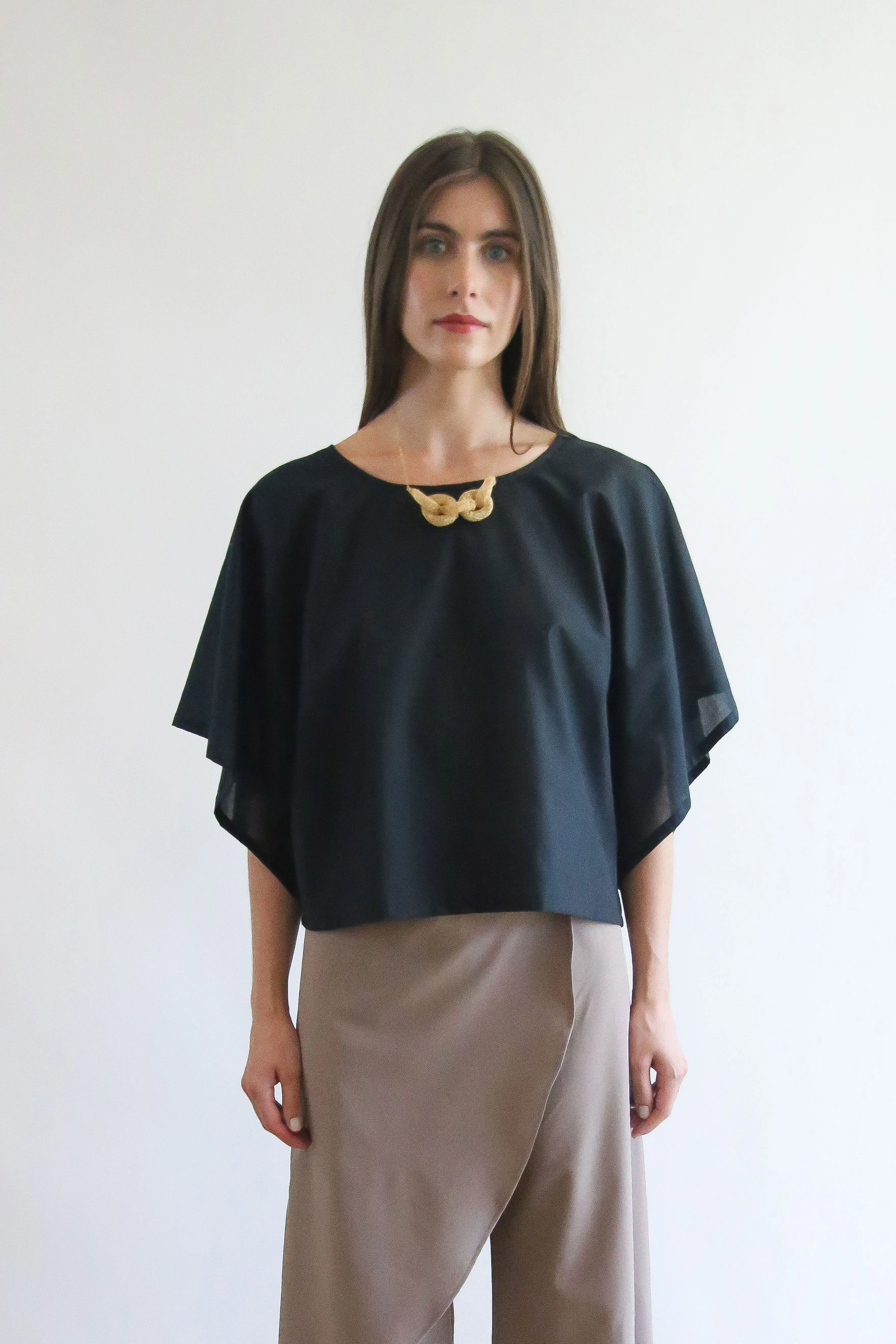 Lisbon Top | Black Organic Batiste