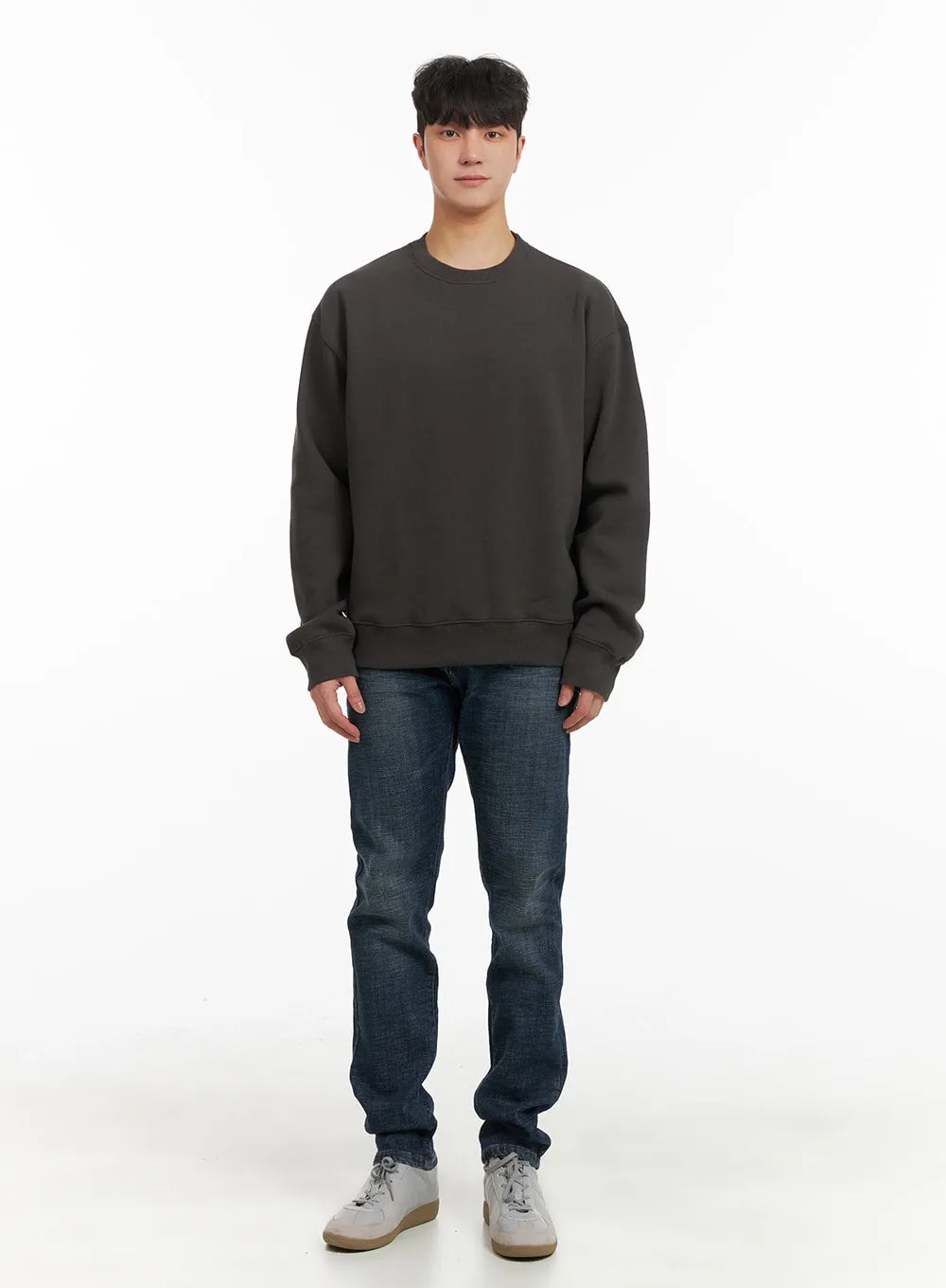 Men's Basic Crewneck Sweatshirt IA402 / Dark Gray