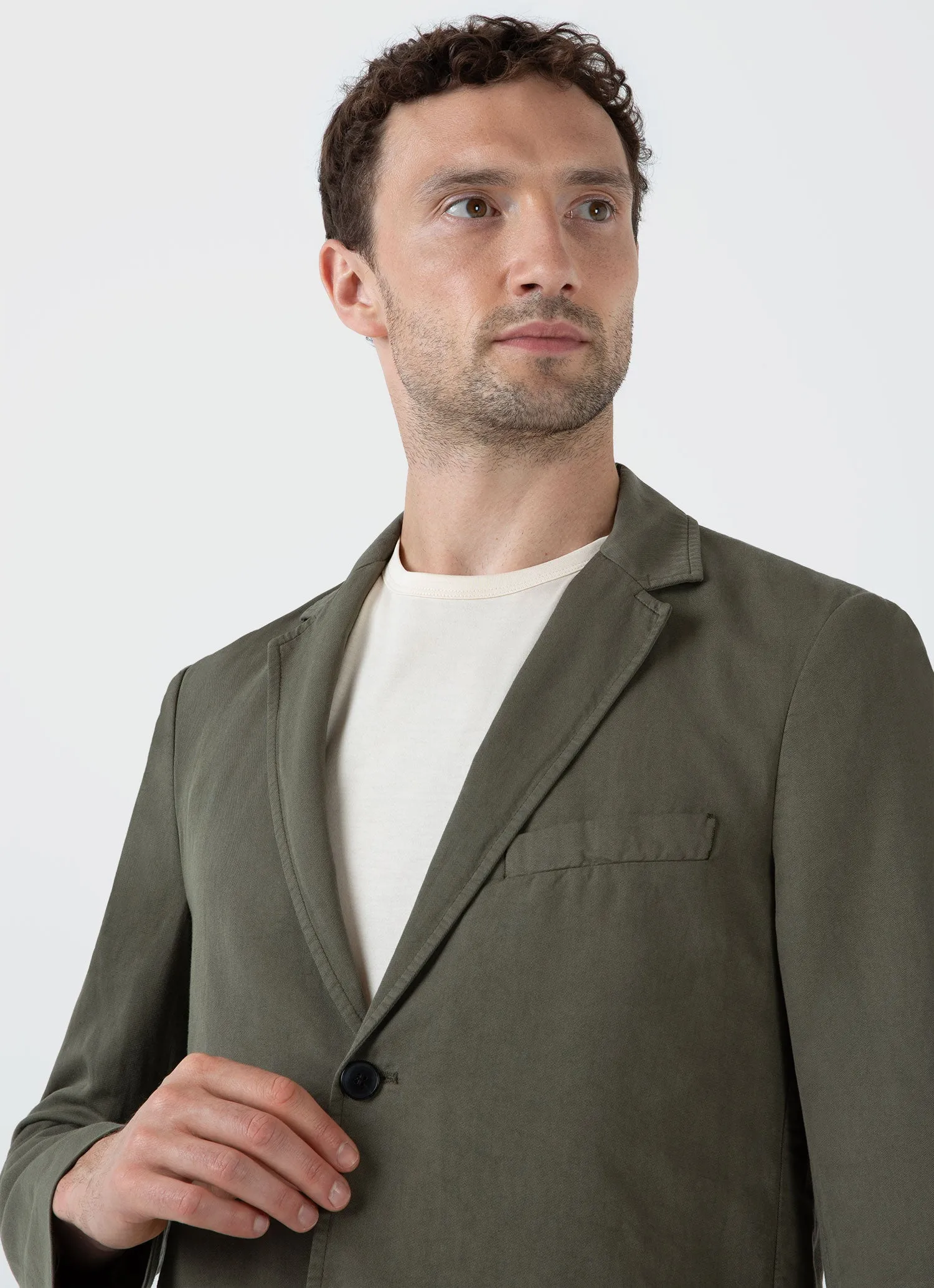 Men's Cotton Linen Two-Piece Suit in Khaki