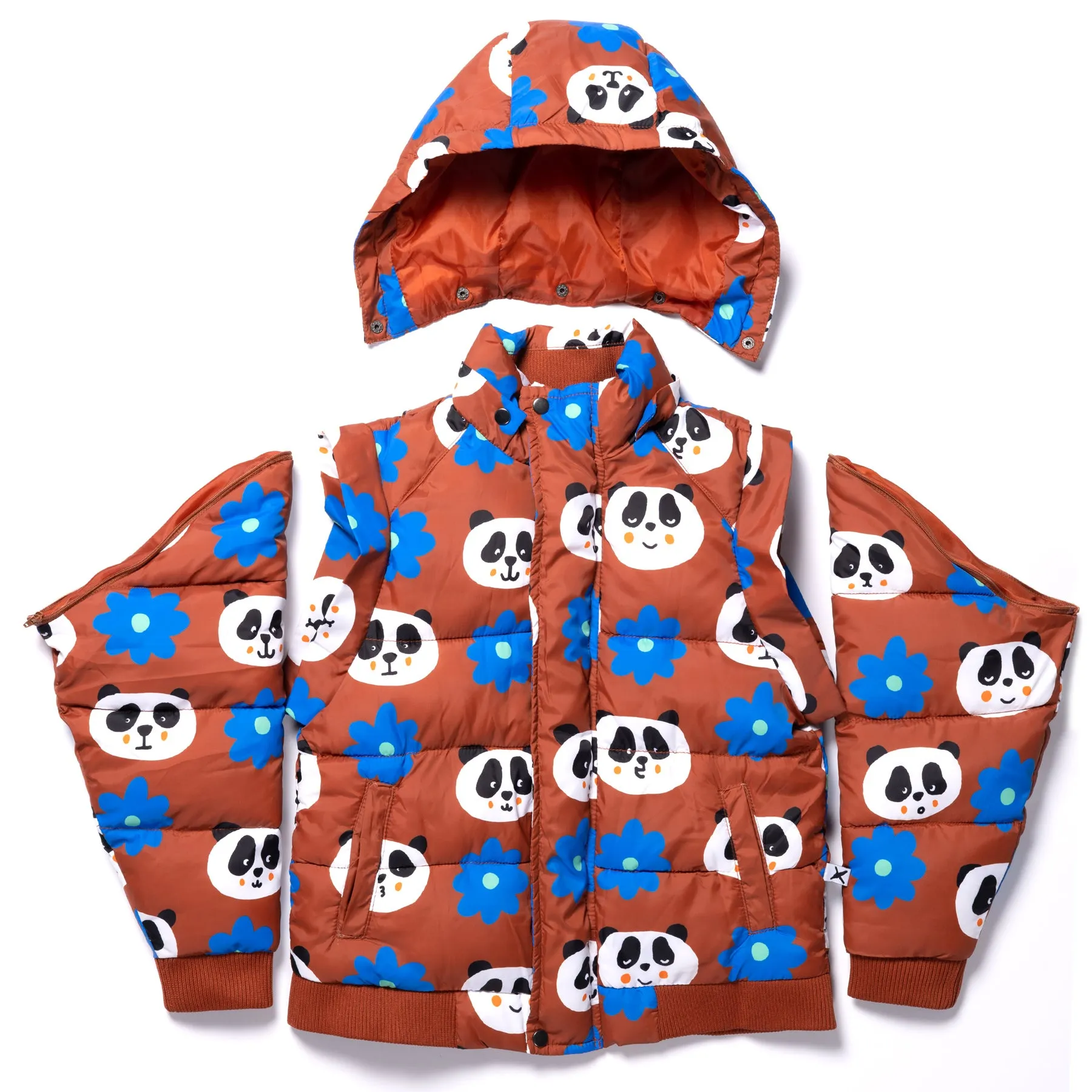 Minti | Flowers And Pandas Puffa Jacket