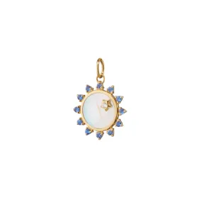 Monica Rich Kosann 18k Gold Mini Mother of Pearl Sapphire Happiness Sun Charm