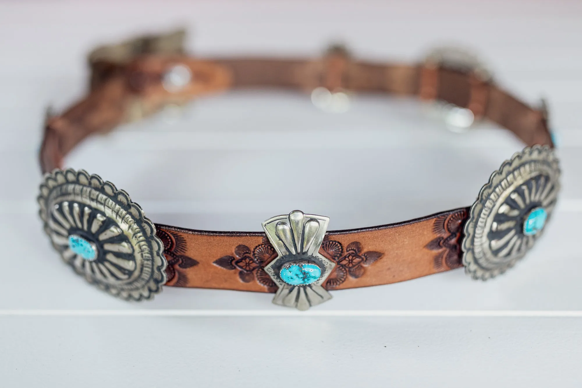 Navajo Concho Belt with Kingman Turquoise