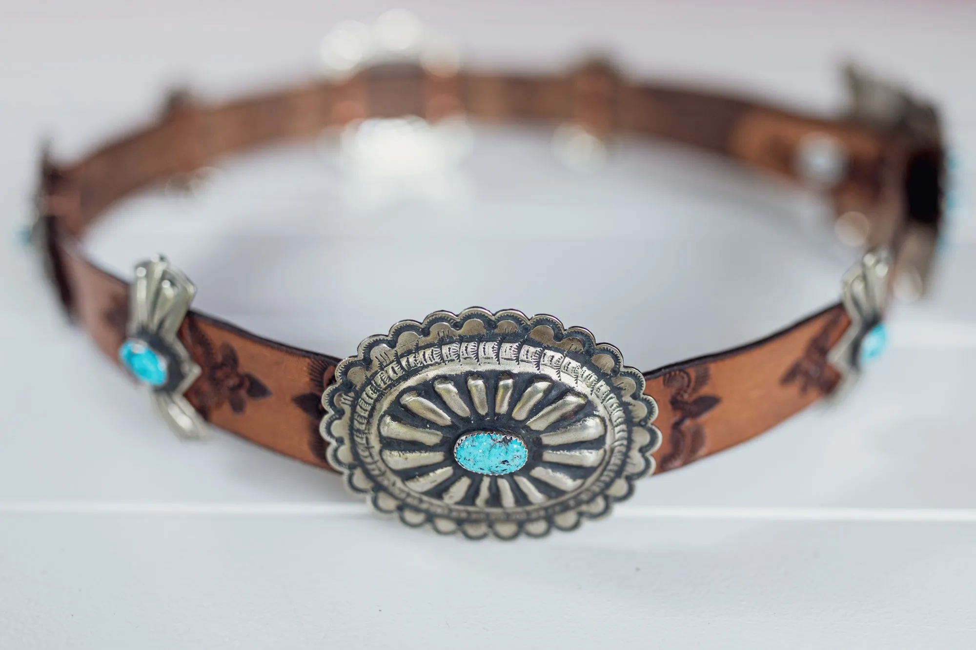 Navajo Concho Belt with Kingman Turquoise