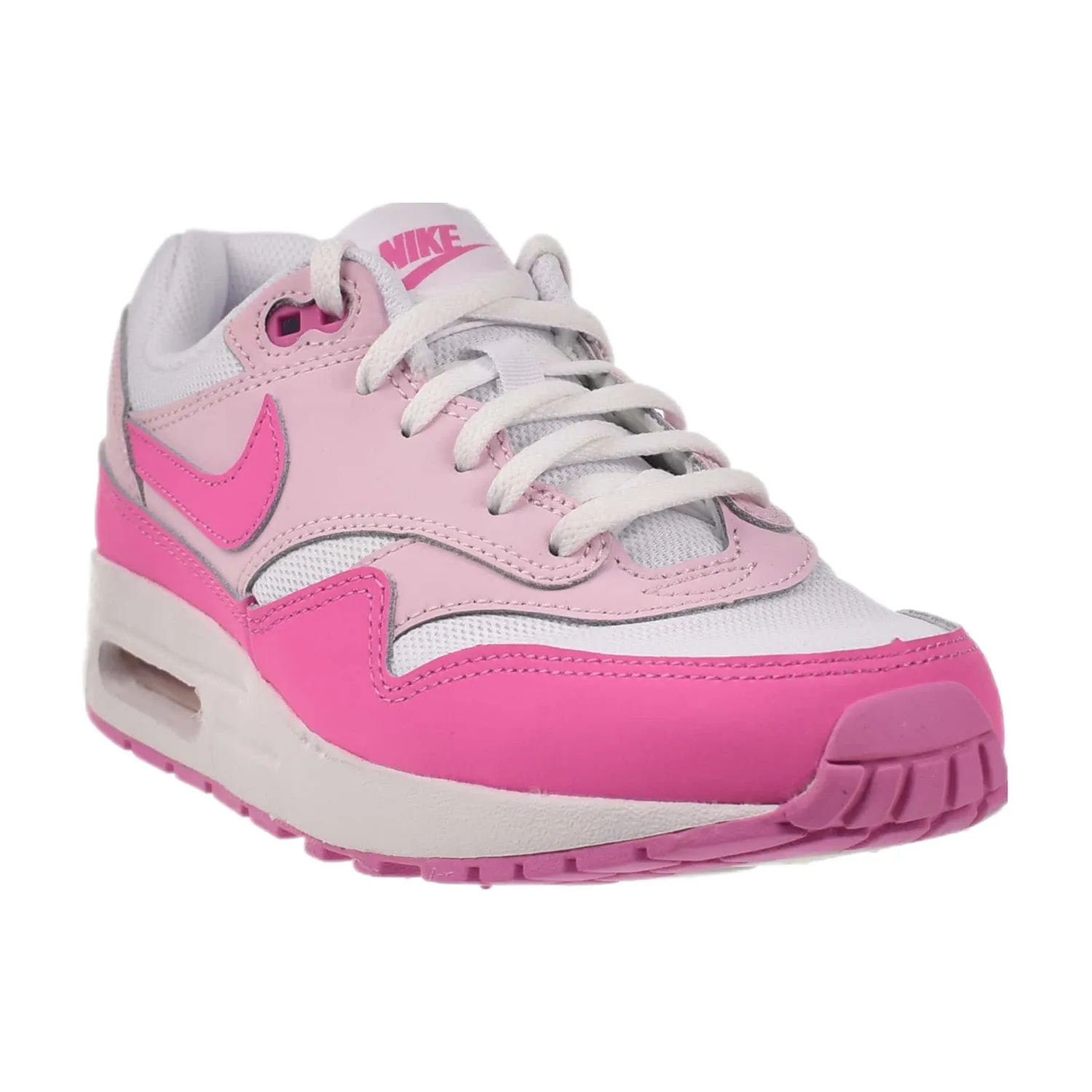 Nike Air Max 1 (GS) Big Kids' Shoes White-Playful Pink-Pink Foam