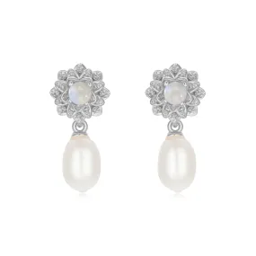 Opal & Freshwater Pearl Silver Earrings - Marigold