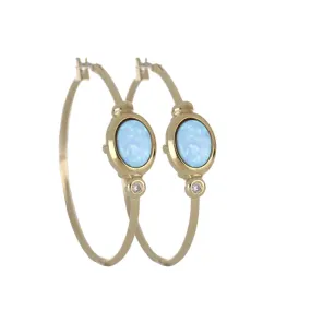 Opalas do Mar Blue Opal Oval Small Hoop Earring