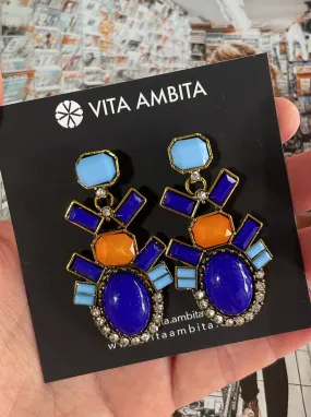 Orange/Blue statement earrings