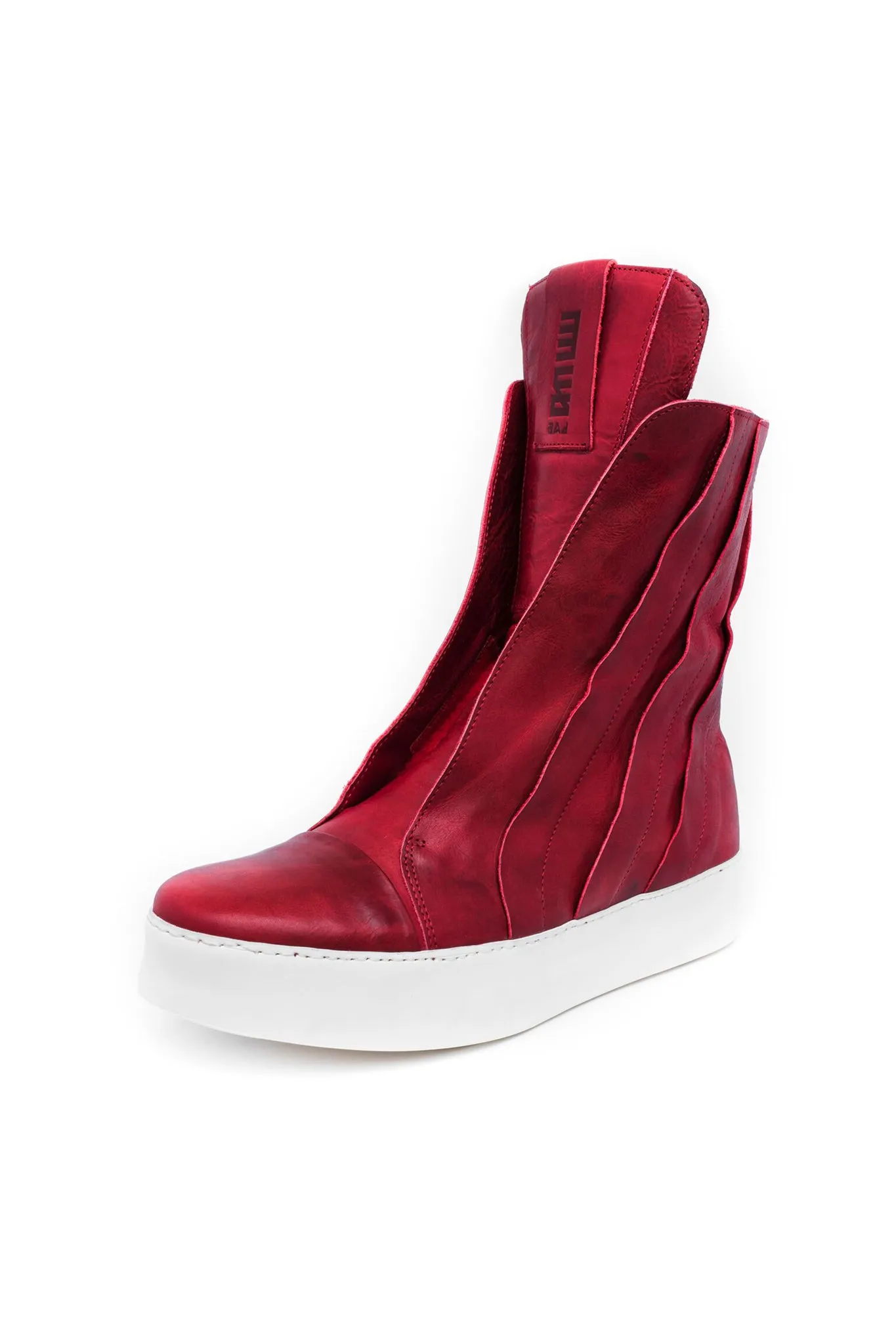 Panelled High-Top Leather Sneakers