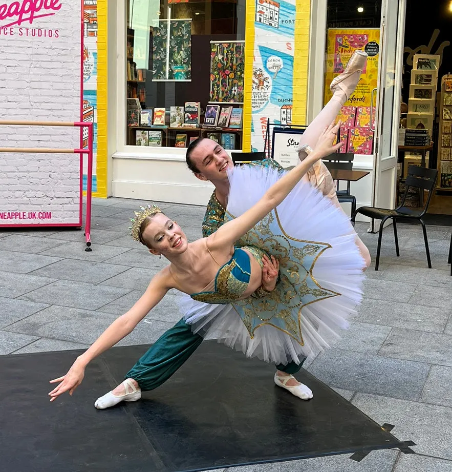 Professional two piece turquoise and gold tutu - Hire only