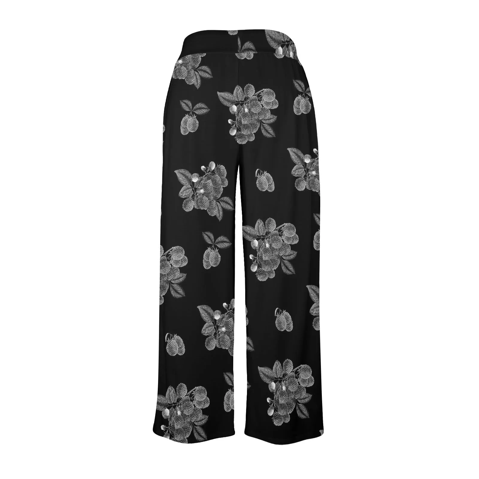 raspberry bw print Women's Wide Leg Lounge Pants (Model L77)